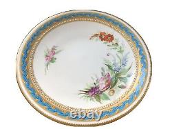 Antique Royal Worcester Kerr & Binns Hand Painted Blue and Gold Cabinet Plate