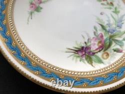Antique Royal Worcester Kerr & Binns Hand Painted Blue and Gold Cabinet Plate