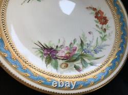 Antique Royal Worcester Kerr & Binns Hand Painted Blue and Gold Cabinet Plate