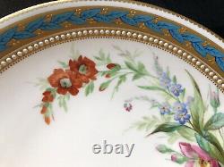 Antique Royal Worcester Kerr & Binns Hand Painted Blue and Gold Cabinet Plate