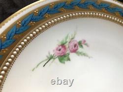 Antique Royal Worcester Kerr & Binns Hand Painted Blue and Gold Cabinet Plate