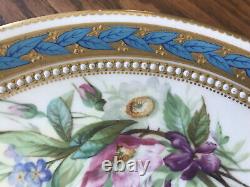 Antique Royal Worcester Kerr & Binns Hand Painted Blue and Gold Cabinet Plate