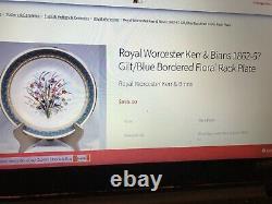 Antique Royal Worcester Kerr & Binns Hand Painted Blue and Gold Cabinet Plate