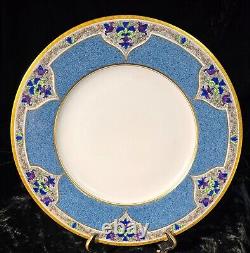 Antique Royal Worcester Powder Blue Gold Encrusted Art Deco Dinner Plate C1305