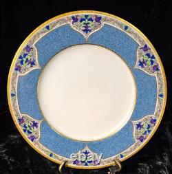 Antique Royal Worcester Powder Blue Gold Encrusted Art Deco Dinner Plate C1305