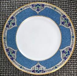 Antique Royal Worcester Powder Blue Gold Encrusted Art Deco Dinner Plate C1305