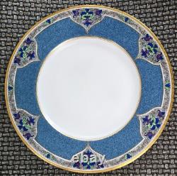 Antique Royal Worcester Powder Blue Gold Encrusted Art Deco Dinner Plate C1305