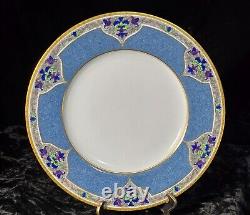 Antique Royal Worcester Powder Blue Gold Encrusted Art Deco Dinner Plate C1305