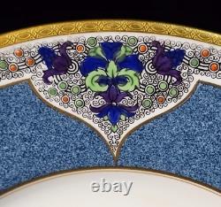 Antique Royal Worcester Powder Blue Gold Encrusted Art Deco Dinner Plate C1305