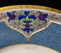 Antique Royal Worcester Powder Blue Gold Encrusted Art Deco Dinner Plate C1305