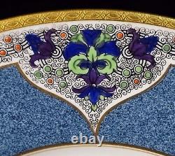 Antique Royal Worcester Powder Blue Gold Encrusted Art Deco Dinner Plate C1305