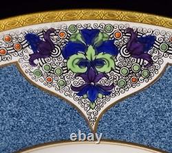Antique Royal Worcester Powder Blue Gold Encrusted Art Deco Dinner Plate C1305