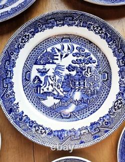 Antique Set Of 22 W Adams & Sons Staffordshire Blue Willow England Dishes