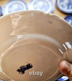 Antique Set Of 22 W Adams & Sons Staffordshire Blue Willow England Dishes