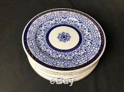 Antique Set of 9 Royal Worcester Lily (ca. 1878) 10&1/8 Dinner Plates Blue