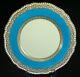 Antique Spode Copeland Scalloped Turquoise Blue & Gold 10.5 Dinner plate