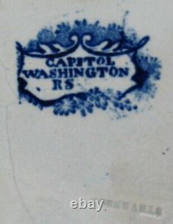 Antique Staffordshire Blue Transferware Capitol Washington 10 1/4 Plate