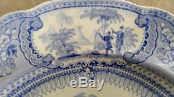 Antique Staffordshire Blue Transferware Dinner Plate Belzoni Hunting Ostriches