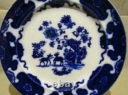 Antique Staffordshire F. Morley Cashmere Flow Blue Dinner Plate 10.5 1845-58