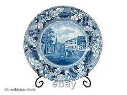 Antique Staffordshire Historical Blue Transferware Plate Park Theater