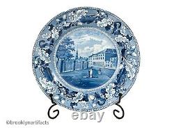 Antique Staffordshire Historical Blue Transferware Plate-Park Theater, New York