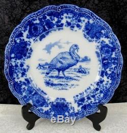 Antique Staffordshire Ridgway Flow Blue Transferware Turkey Dinner Plate