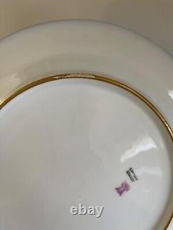 Antique T&V Limoges France Cobalt Blue and Gold Embossed Dinner Plates Set of 9