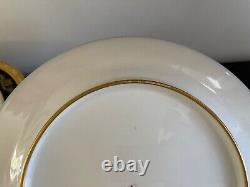 Antique T&V Limoges France Cobalt Blue and Gold Embossed Dinner Plates Set of 9