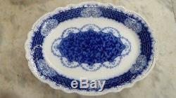 Antique Victorian Marlborough Flow Blue Pottery China Dinner Meat Plate Platter