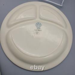 Antique Villeroy & Boch set (4) divided plates blue white Mettlach Fasan 10.75
