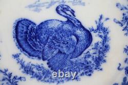 Antique Wedgwood Clytie Blue Scallop, Embossed Flow Blue Turkey 10 Dinner Plate