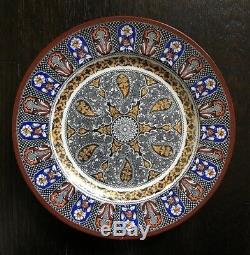 Antique Wedgwood Etruria England INDIAN Dinner Plate Blue Rust Flowers Rare