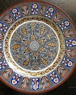 Antique Wedgwood Etruria England INDIAN Dinner Plate Blue Rust Flowers Rare