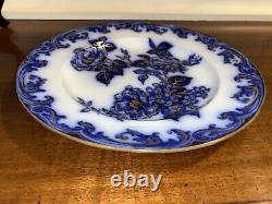 Antique Wedgwood Pearl Ware Rose and Jessamine Flow Blue with Gold Dinner Plate