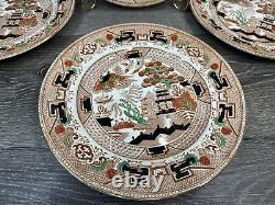 Antique Willow Imari Pattern 9.75 Dinner Plate British Anchor Pottery England4