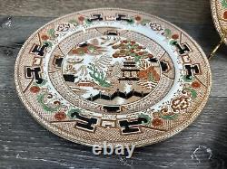 Antique Willow Imari Pattern 9.75 Dinner Plate British Anchor Pottery England4