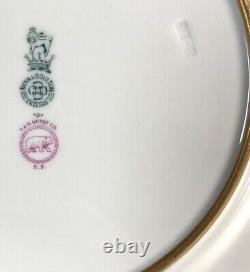 Antique c. 1940 Royal Doulton 6pc Cobalt & Raised Gold Enamel Encrusted Plates