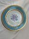 Antq GDA France Limoges Gilt Embossed Porcelain Dinner Plate Blue Floral Painted
