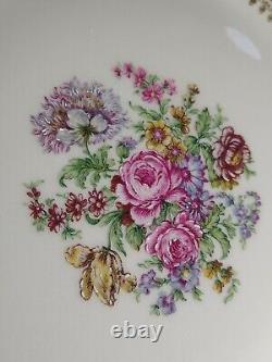 Antq GDA France Limoges Gilt Embossed Porcelain Dinner Plate Blue Floral Painted