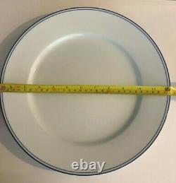 Apilco Tres Grande Blue Striped 12 Inch Dinner Plates Set of 6