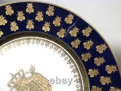 Atq Sevres France Napoleon III Chateau Tuileries Cobalt Bees Armorial 12 Plates