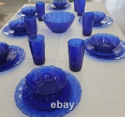 Avon Royal Sapphire tableware glass Plates Bowls Tumblers Cobalt Blue France
