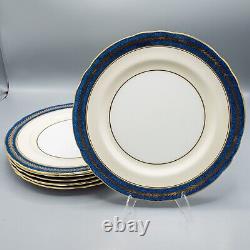 Aynsley 1846 Powder Blue Dinner Plates Set of 6 10 5/8 Dia FREE USA SHIPPING