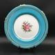 Aynsley 7879 Turquoise + Gold Dinner Plate With Pink Cabbage Rose Center Ch6339