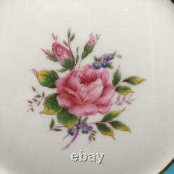Aynsley 7879 Turquoise + Gold Dinner Plate With Pink Cabbage Rose Center Ch6339