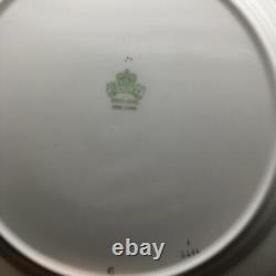 Aynsley 7879 Turquoise + Gold Dinner Plate With Pink Cabbage Rose Center Ch6339