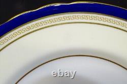 Aynsley England Wadsworth 10 Dinner Plates Bone China -Cobalt & Floral