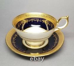 Aynsley GEORGIAN COBALT SMOOTH Tea Cup & Saucer Set 7348 READ