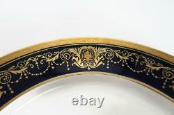 Aynsley MARLBOROUGH COBALT, Gold Encrusted 8357 Dinner Plate 10 5/8 Across