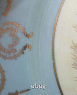 Aynsley Orchard Gold with Teal or Turquoise Dinner Plate 10 3/8 Signed